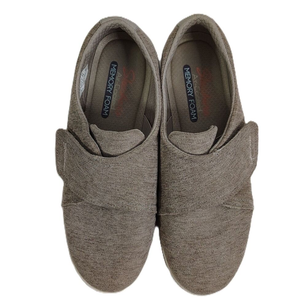 Skechers Memory Foam Slip On Sneakers Womens 7 Taupe Comfort Shoes - Picture 3 of 10